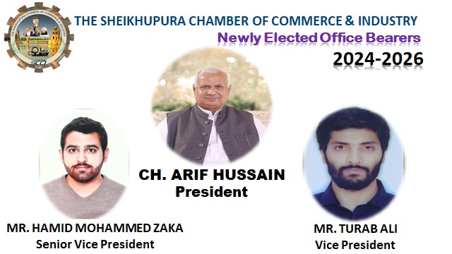 NEWLY OFFICE BEARERS 2024-2026 CH. ARIF HUSSAIN PRESIDENT, Mr. HAMID MOHAMMED ZAKA SENIOR VICE PRESIDENT, MR. TURAB ALI VICE PRESIDENT